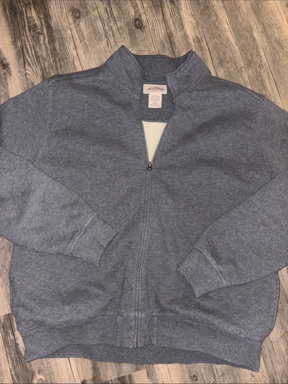 LL Bean KATAHDIN IRON WORKS Jacket Zip Sweatshirt Sherpa Heavyweight Sz LG